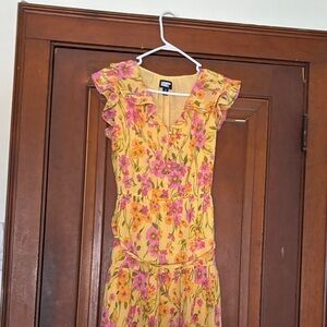 Lands' End Yellow and Pink Floral Maxi Dress